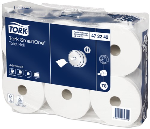 Tork SmartOne Midi toiletpapier 2-lgs wit 6x207Mtr. (T8)