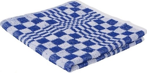 Handdoeken blok geruit blauw 50x50 (3st.)